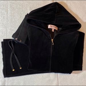 Juicy Couture Black Velour Outfit Hoodie M Pants S